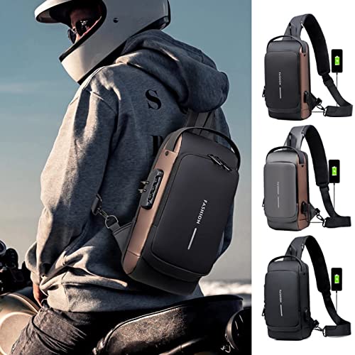 Fashion Men Bag with Lock Waterproof Anti-Theft Chest Bag