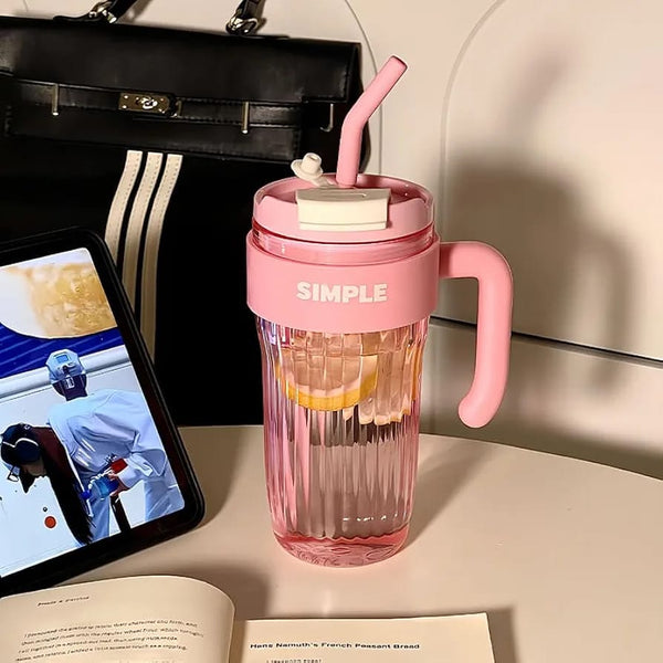 650ML Water Bottle Glass straw