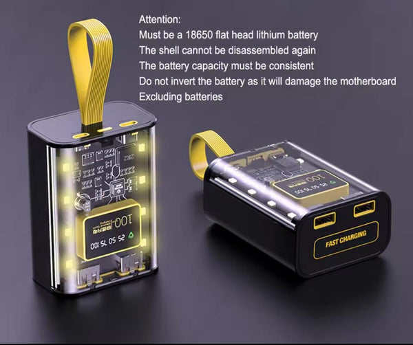 10000 mAh 66W Transparent Power Bank